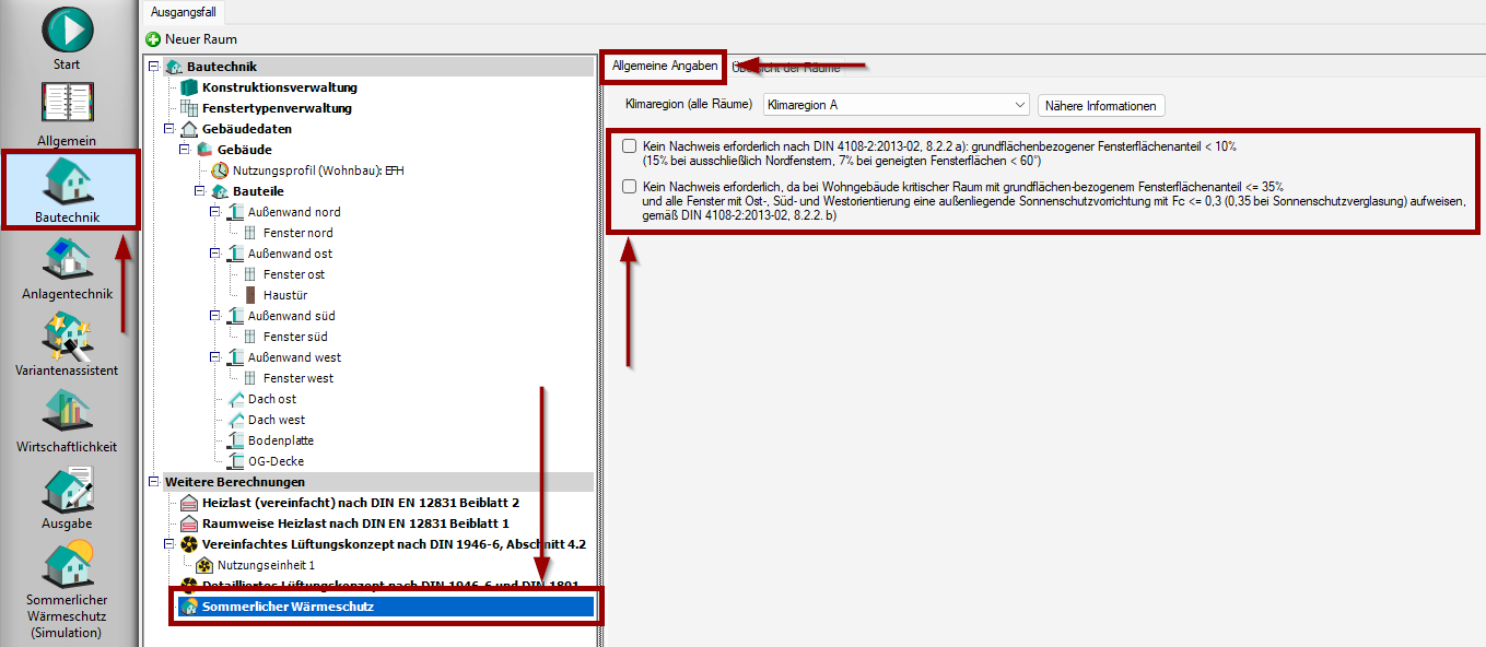Allgemeine Angaben - kein Nachweis erforderlich