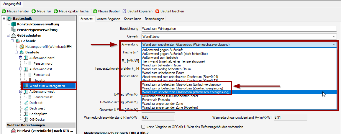 Auswahl Anwendung Bauteil