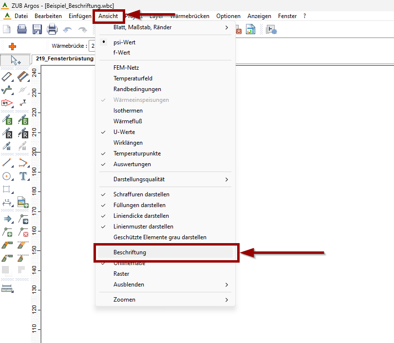 Auswahl Beschriftung