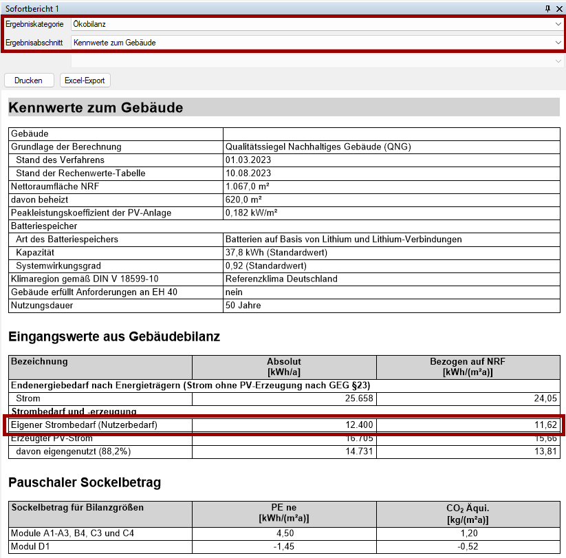 Ergebnisse Ökobilanz Nutzerstrom