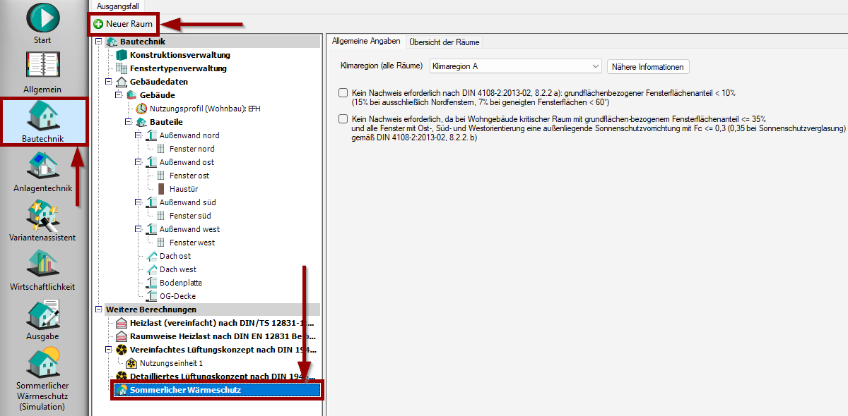 Anlegen eines neuen Raumes