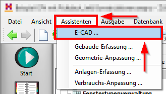 ZUB Helena, Registerkarte Assistenten, E-CAD ...