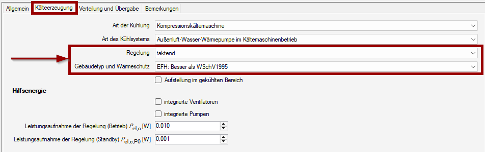 Regelung und Gebäudetyp