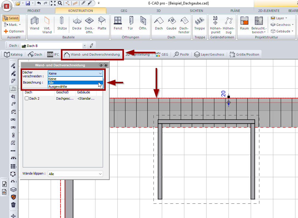 Dächer verschneiden